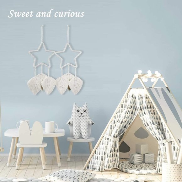 2 pcs Macrame Star Leaf Tassel Boho Wall Hanging - Picture 3 of 7